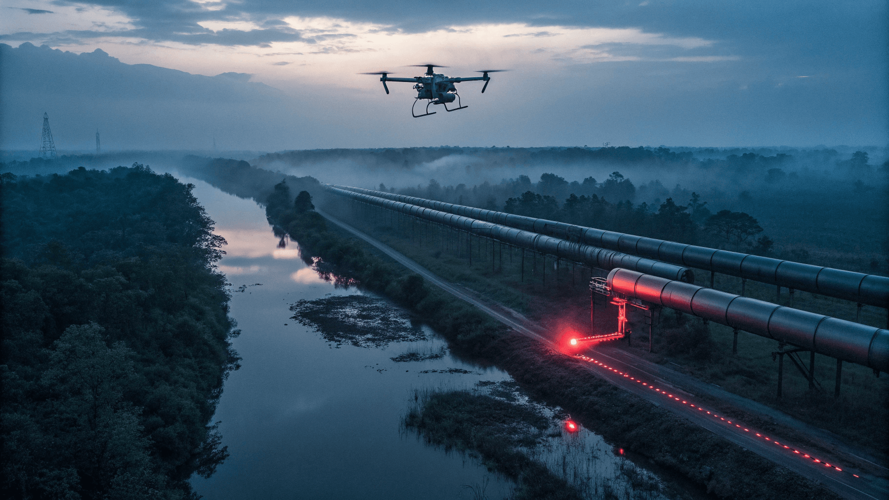 Drone over pipelines